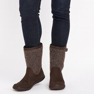 UGG Lyza Demitasse Sweater Boots Brown Suede/Wool Boot Comfort Knit Woven Sz 7